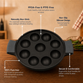 Aditi Kitchenware Cast Iron Appam Pan | 9 Pits | 2.5 kg | Pre-Seasoned | Induction & Gas Compatible