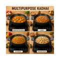 Aditi Kitchenware 10-inch Cast Iron Kadhai | Naturally Non-Stick & Toxin-Free Cookware | Gas & Induction Compatible