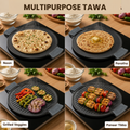 Aditi Kitchenware 12-inch Reversible Cast Iron Grill Pan & Tawa | Pre-seasoned Nonstick | Induction Compatible