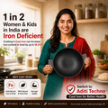 Aditi Kitchenware 8-inch Cast Iron Kadhai | Naturally Non-Stick & Toxin-Free Cookware | Gas & Induction Compatible