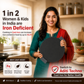 Aditi Kitchenware 12-inch Cast Iron Smooth Tawa | with Silicone Sleeve | Pre-seasoned Nonstick | Induction Compatible