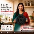 Aditi Kitchenware Cast Iron Appam Pan | 9 Pits | 2.5 kg | Pre-Seasoned | Induction & Gas Compatible