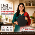 Aditi Kitchenware 11-inch Cast Iron Smooth Tawa | Pre-Seasoned Dosa Pan | Induction & Gas Compatible