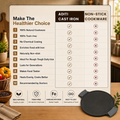 Aditi Kitchenware 12-inch Cast Iron Smooth Tawa | with Silicone Sleeve | Pre-seasoned Nonstick | Induction Compatible