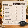 Aditi Kitchenware 12-inch Cast Iron Kadhai | Naturally Non-Stick & Toxin-Free Cookware | Gas & Induction Compatible