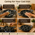 Aditi Kitchenware Cast Iron Appam Pan | 9 Pits | 2.5 kg | Pre-Seasoned | Induction & Gas Compatible