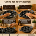 Aditi Kitchenware Cast Iron Appam Pan | 7 Pits | 1.6 kg | Pre-Seasoned | Easy Cooking & Cleaning