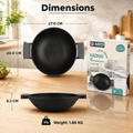 Aditi Kitchenware 8-inch Cast Iron Kadhai | Naturally Non-Stick & Toxin-Free Cookware | Gas & Induction Compatible