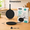 Aditi Kitchenware 10-inch Cast Iron Roti Tawa | Pre-Seasoned Tawa with Silicone Sleeve | Non-Stick, Induction Friendly & Toxin-Free