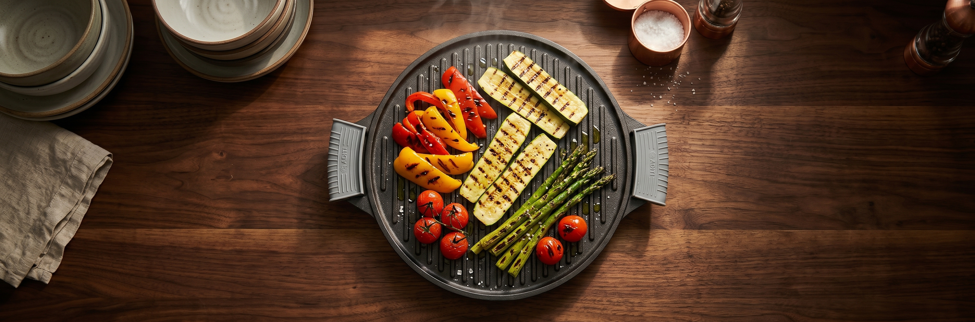 Aditi Kitchenware 12-inch Reversible Cast Iron Grill Pan & Tawa | Pre-seasoned Nonstick | Induction Compatible